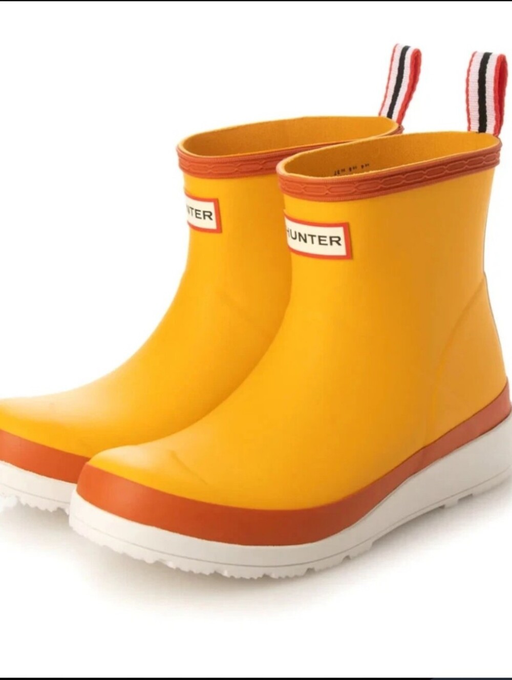 Hunter Play Short Rain Boots Orange Rust White Women’s 7 Rubber Rain Booties